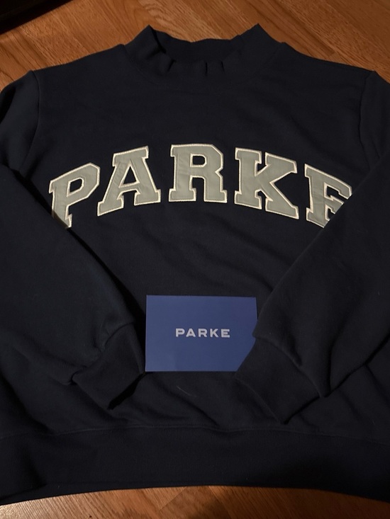 Parke Sweaters - Parke Women's Navy Crewneck Sweatshirt with White Lettering